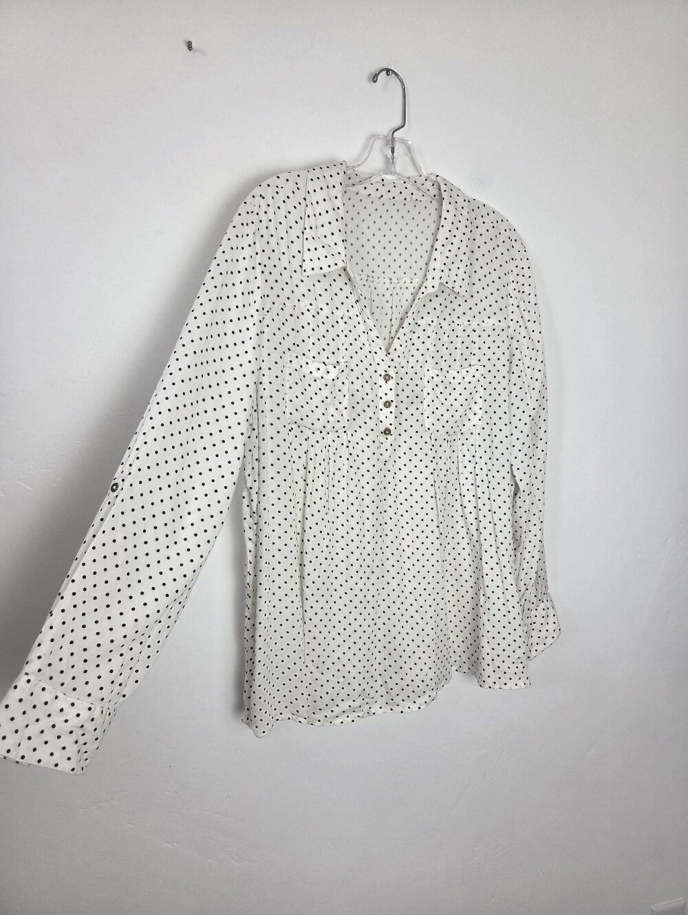 White Polka Dot Maternity Blouse Top Lightweight Comfy Casual Plus Size 2X